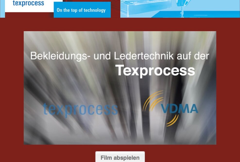 VDMA Fachverband Bekleidungs- und Ledertechnik: Informationen, Interviews und Filme zur Texprocess