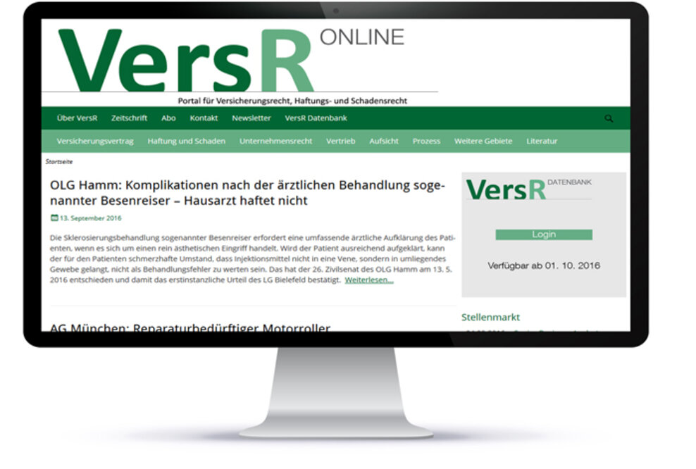 Zeitschrift Versicherungsrecht (VersR) geht mit Online-Portal neue Wege